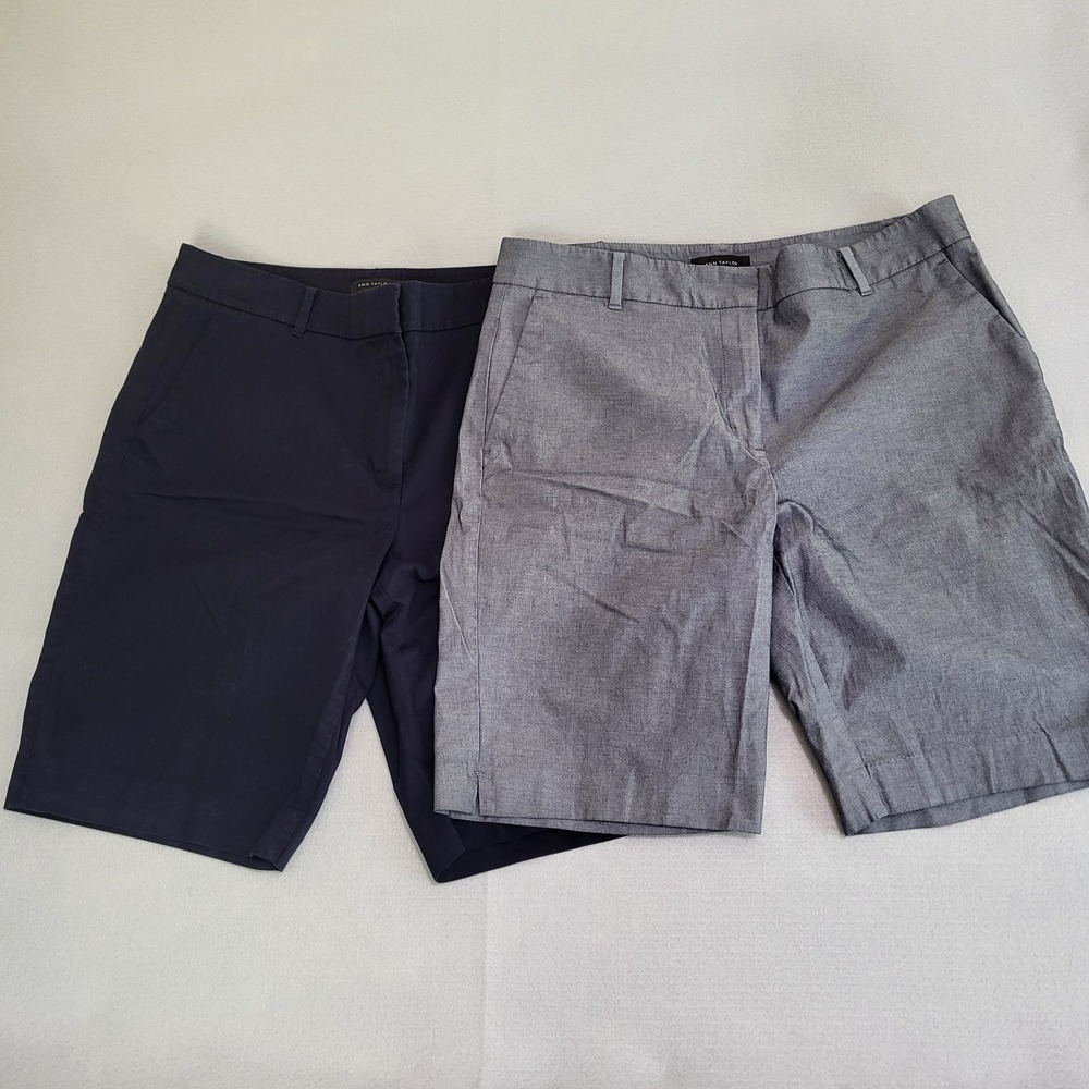 Ann Taylor Bermuda Shorts Lot Of 2 Women's Size 12 Dark‎ Blue And Meduim Blue